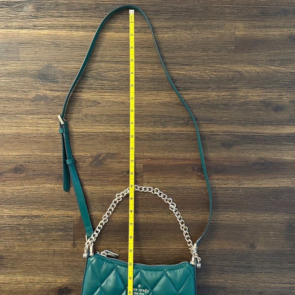 Kate Spade Carey Green Smooth Quilted Leather Zip Top Crossbody Bag NWOT - Picture 12 of 13